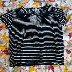 stripped black and white T